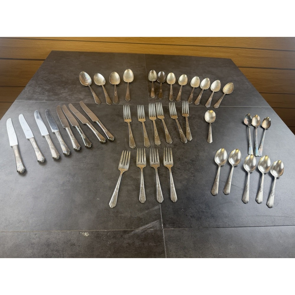 VTG Simeon L & George H Rogers ONEIDA ENCORE XTRA silverplate Silverware 39 pc